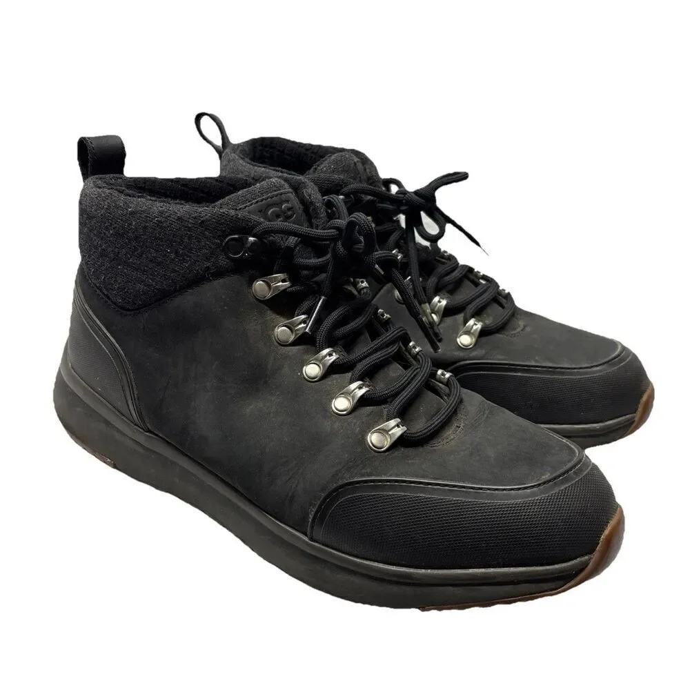 UGG Olivert Grizzly Black Waterproof Leather Hiker Snow Boots Shoes Mens 9.5